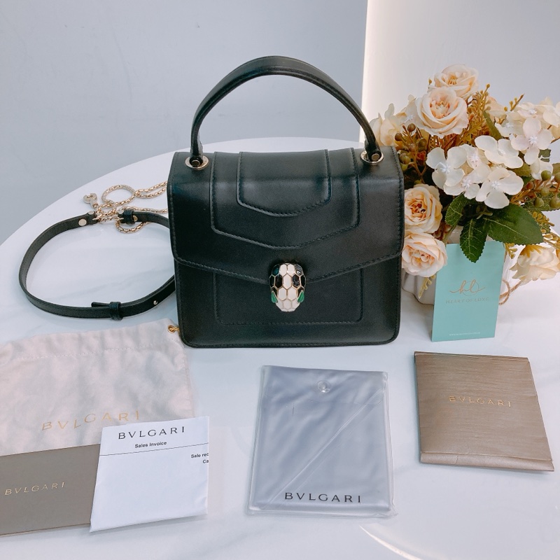 MS0469 BVLGARI 寶格麗蛇頭標誌翻蓋式鍊帶包包SERPENTI FOREVER TOP HANDLE CALFSKIN-10