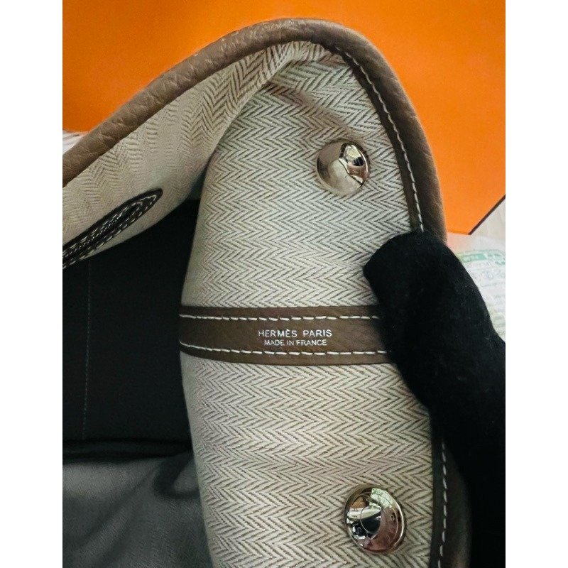 🌟 愛馬仕 Garden party 36 花園包 大象灰 全新全配-4