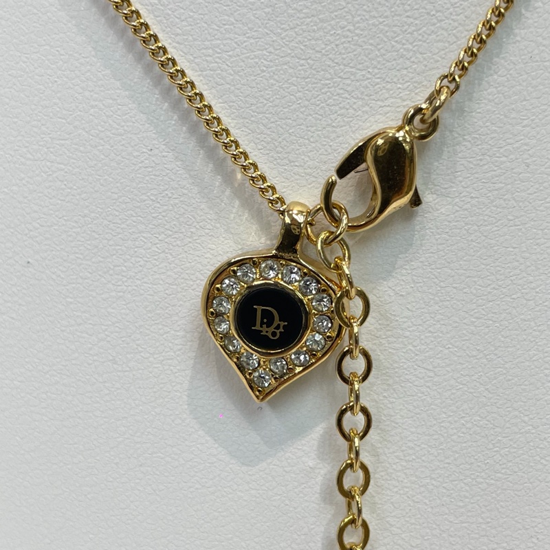 Dior 中古黑金淚滴水鑽項鏈 XA393-1