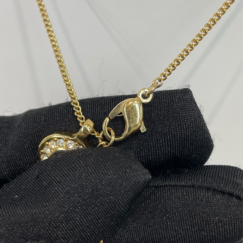 Dior 中古黑金淚滴水鑽項鏈 XA393-6