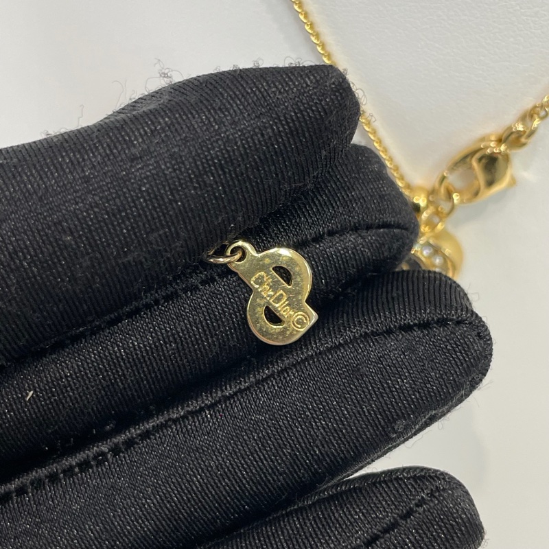 Dior 中古黑金淚滴水鑽項鏈 XA393-8