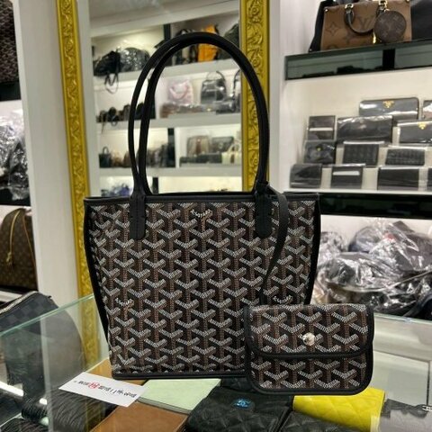 東區正精品㊣GOYARD Anjou Mini Tote 黑色皮革雙面手提袋托特包 RZ6138