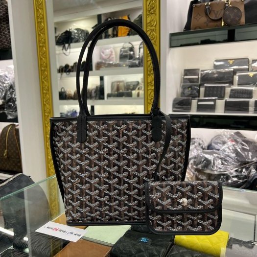 東區正精品㊣GOYARD Anjou Mini Tote 黑色皮革雙面手提袋托特包 RZ6138-0