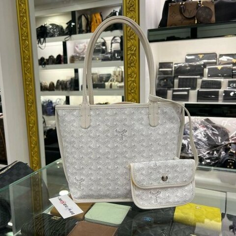 東區正精品㊣GOYARD Anjou Mini Tote 白色皮革雙面手提袋托特包 RZ6137