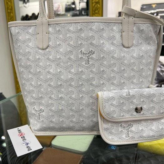 東區正精品㊣GOYARD Anjou Mini Tote 白色皮革雙面手提袋托特包 RZ6137-1
