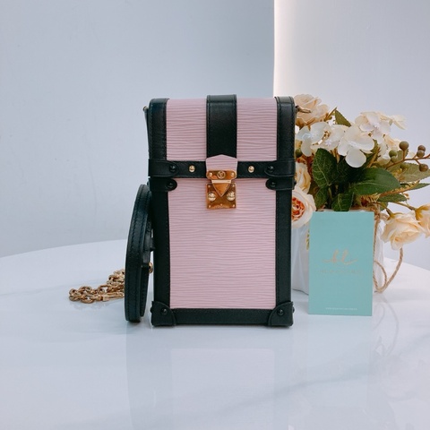 MS0470 LOUIS VUITTON 路易威登樹皮紋硬盒子電話鍊帶包包VERTICAL TRUNK POCHETTE EPI CALFSKIN