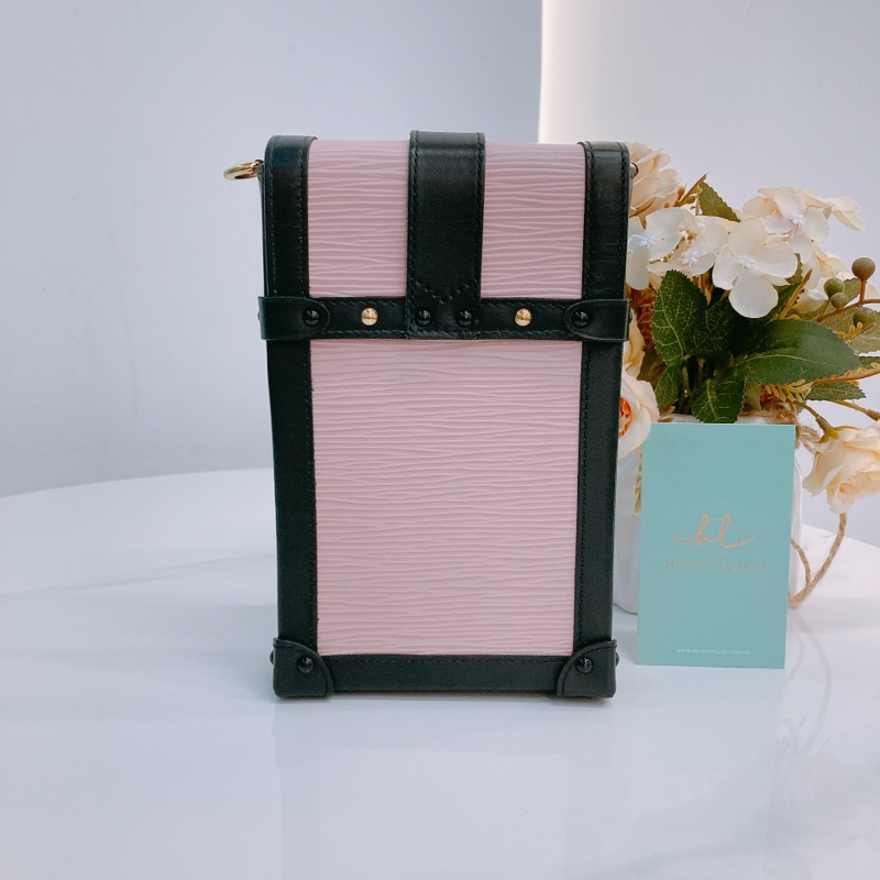 MS0470 LOUIS VUITTON 路易威登樹皮紋硬盒子電話鍊帶包包VERTICAL TRUNK POCHETTE EPI CALFSKIN-1