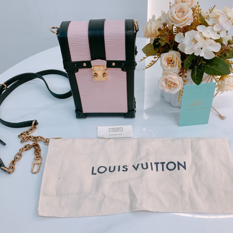 MS0470 LOUIS VUITTON 路易威登樹皮紋硬盒子電話鍊帶包包VERTICAL TRUNK POCHETTE EPI CALFSKIN-10