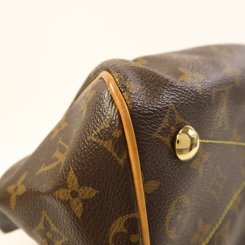 LOUIS VUITTON Monogram Tivoli PM金扣手挽袋棕色-7
