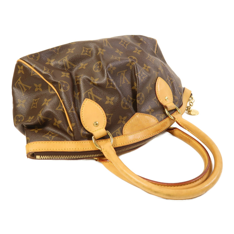LOUIS VUITTON Monogram Tivoli PM金扣手挽袋棕色-8