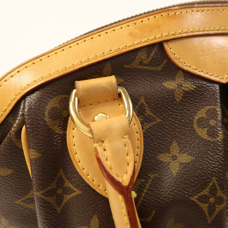 LOUIS VUITTON Monogram Tivoli PM金扣手挽袋棕色-11