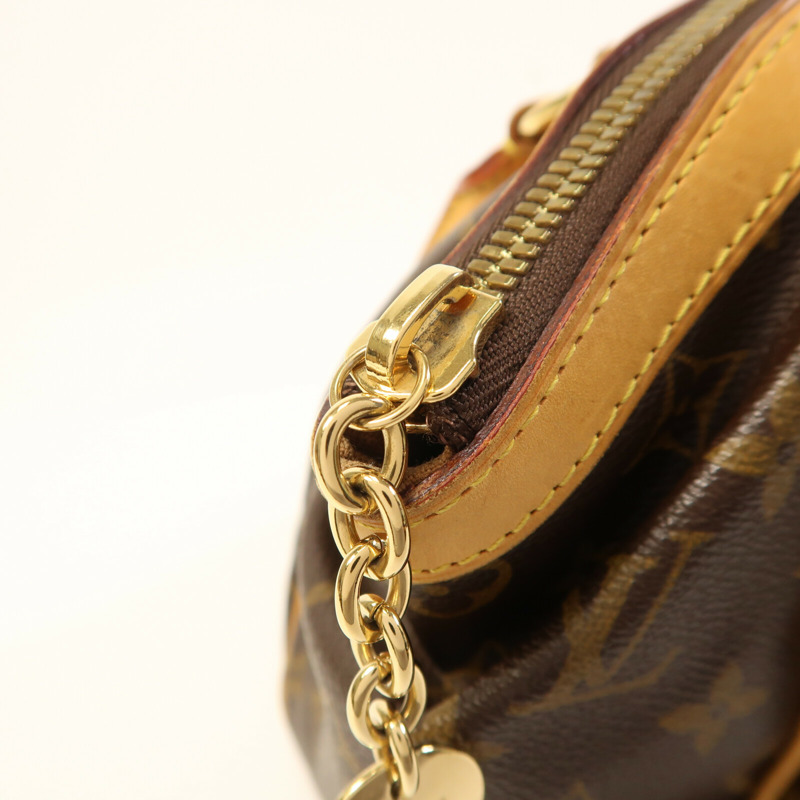 LOUIS VUITTON Monogram Tivoli PM金扣手挽袋棕色-13