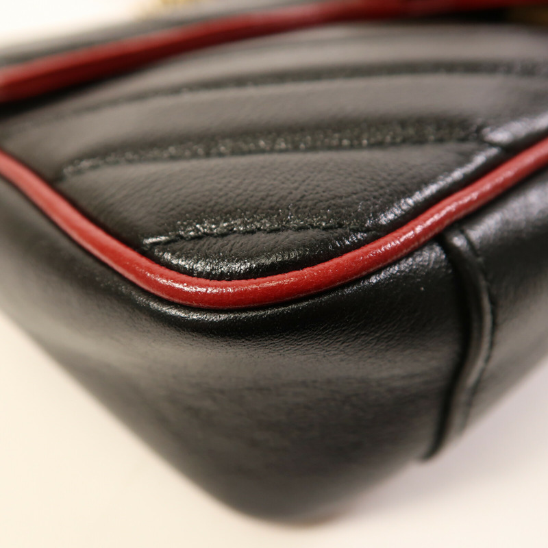 GUCCI 牛皮皮革GG Marmont金扣鏈帶肩背袋-5