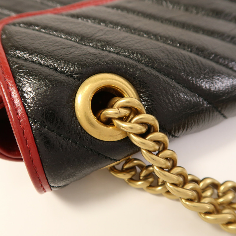 GUCCI 牛皮皮革GG Marmont金扣鏈帶肩背袋-10