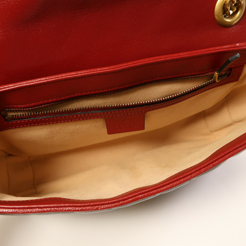 GUCCI 牛皮皮革GG Marmont金扣鏈帶肩背袋-14