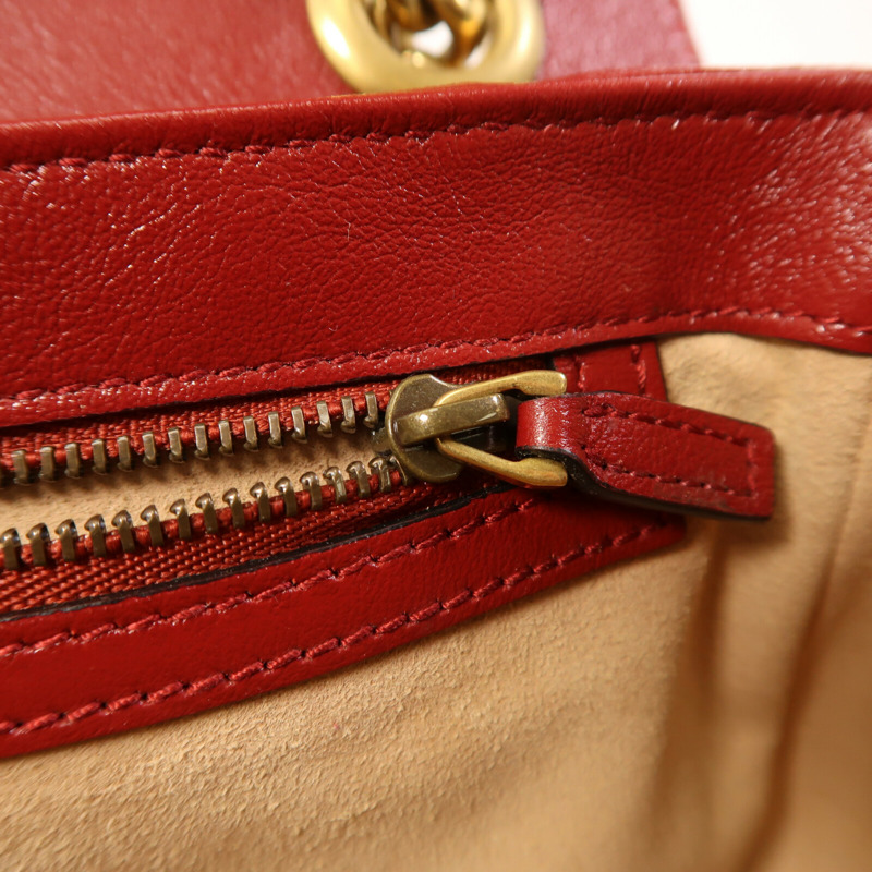 GUCCI 牛皮皮革GG Marmont金扣鏈帶肩背袋-17