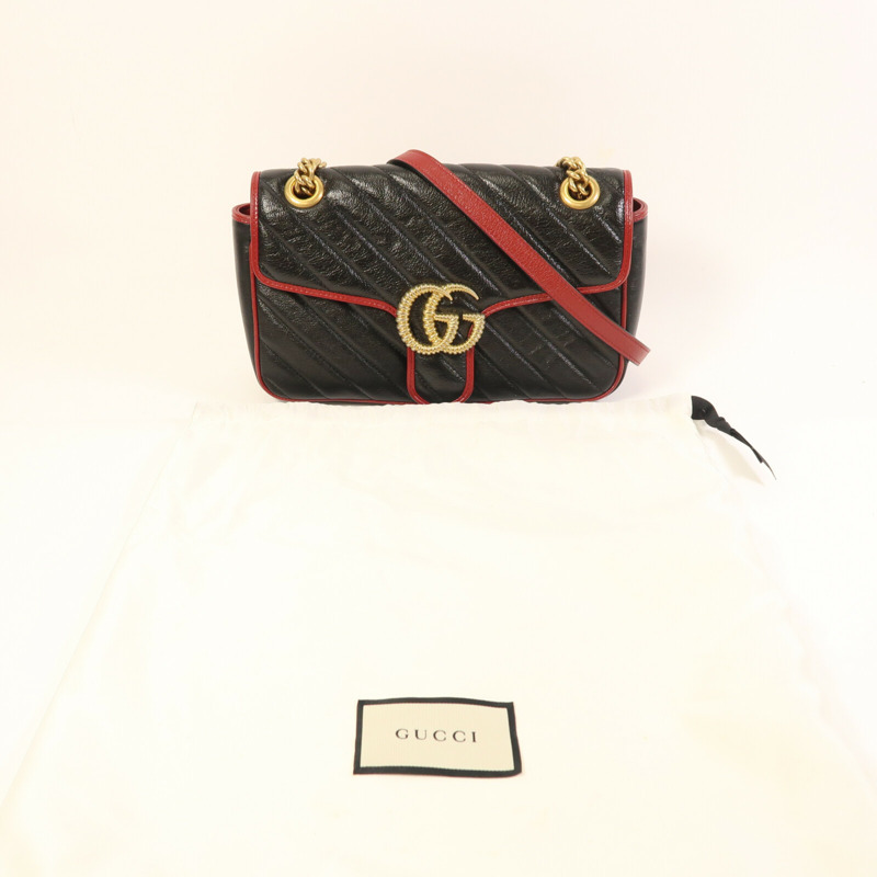 GUCCI 牛皮皮革GG Marmont金扣鏈帶肩背袋-18