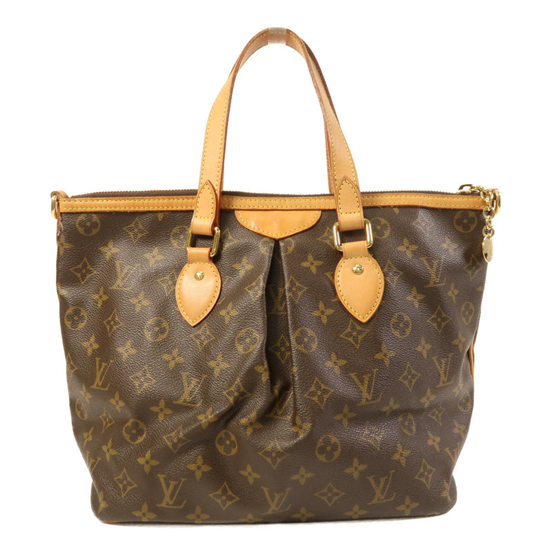 LOUIS VUITTON Monogram Palermo PM金扣手挽肩背兩用袋棕色-1