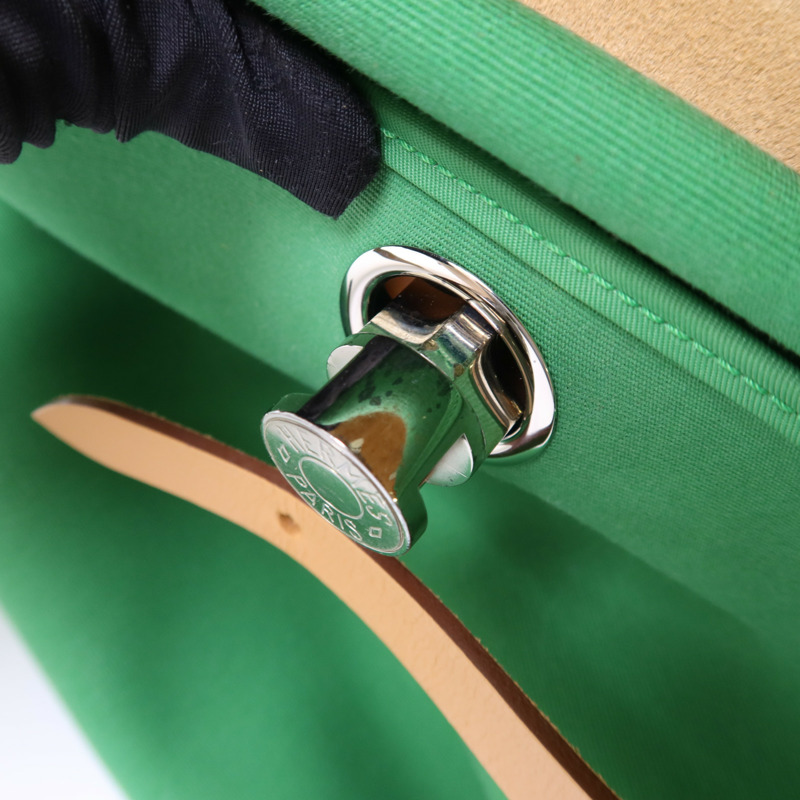 HERMES 帆布Herbag PM銀扣手挽肩背兩用袋Bamboo-8