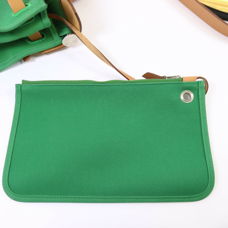 HERMES 帆布Herbag PM銀扣手挽肩背兩用袋Bamboo-11