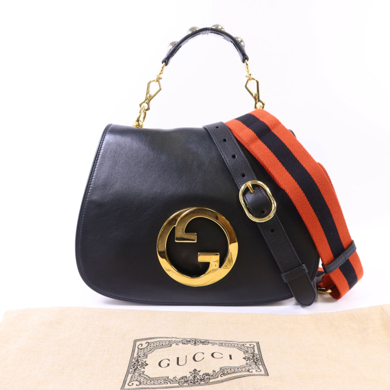 GUCCI 牛皮皮革Blondie金扣手挽肩背兩用袋-17