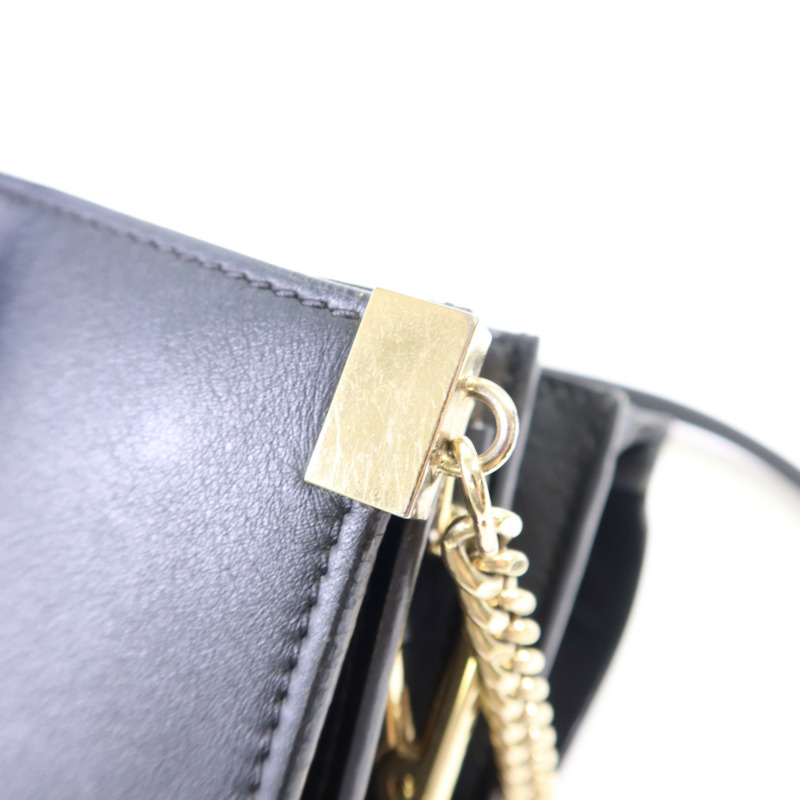 Chloe 牛皮皮革/麂皮皮革Faye金扣肩背袋-9