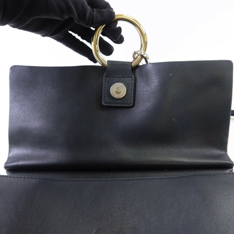 Chloe 牛皮皮革/麂皮皮革Faye金扣肩背袋-12