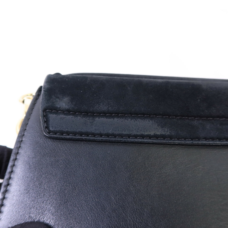 Chloe 牛皮皮革/麂皮皮革Faye金扣肩背袋-19