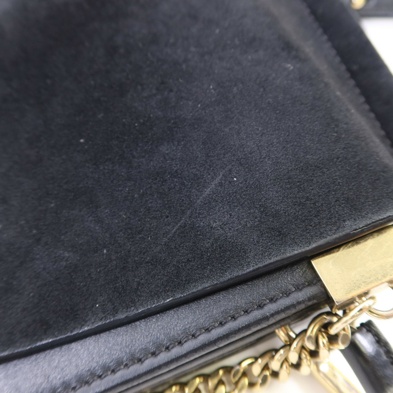 Chloe 牛皮皮革/麂皮皮革Faye金扣肩背袋-23