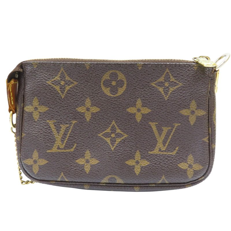 棕色 原花帆布 Mini Pochette Accessoires 手拿包【LOUIS VUITTON LV 路易威登】 M58009-1