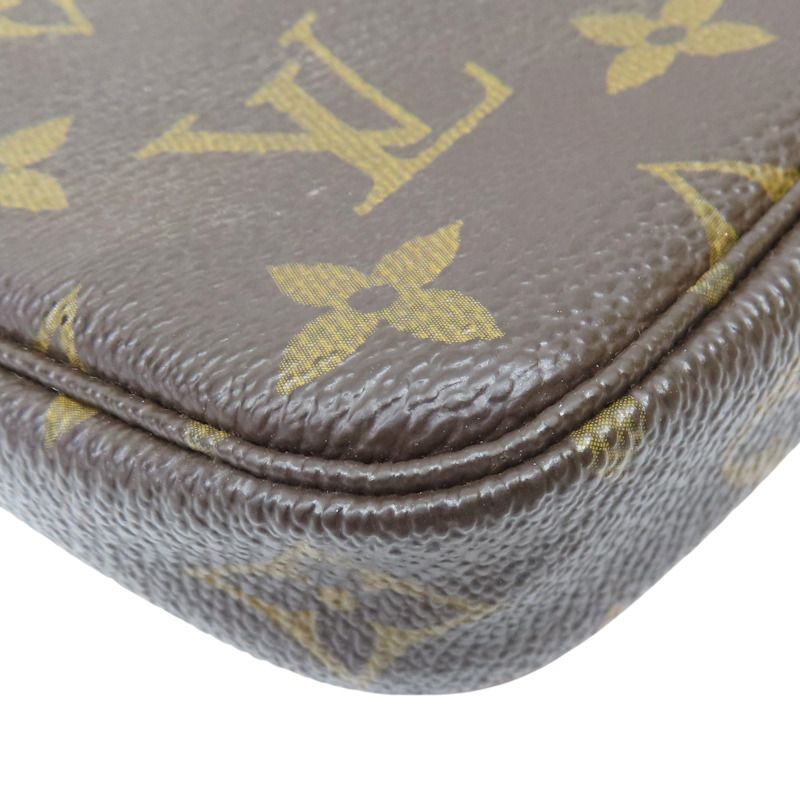 棕色 原花帆布 Mini Pochette Accessoires 手拿包【LOUIS VUITTON LV 路易威登】 M58009-9