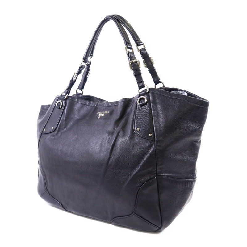 PRADA 牛皮皮革Shoulder Bag銀扣肩背袋-2
