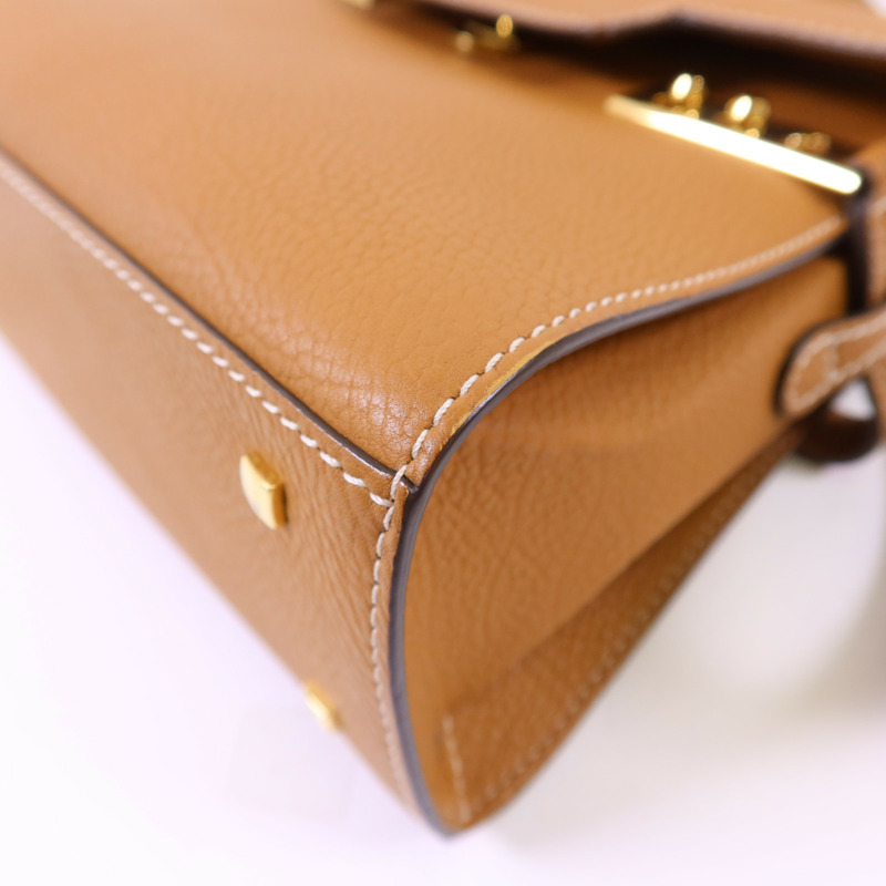 Delvaux 牛皮皮革Tempete PM金扣手挽肩背兩用袋-12