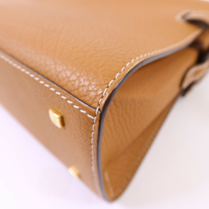 Delvaux 牛皮皮革Tempete PM金扣手挽肩背兩用袋-14