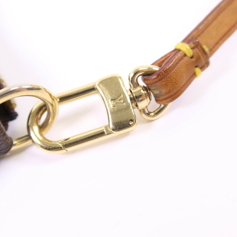 LOUIS VUITTON Monogram Pochette Accessoires金扣手挽袋棕色-8