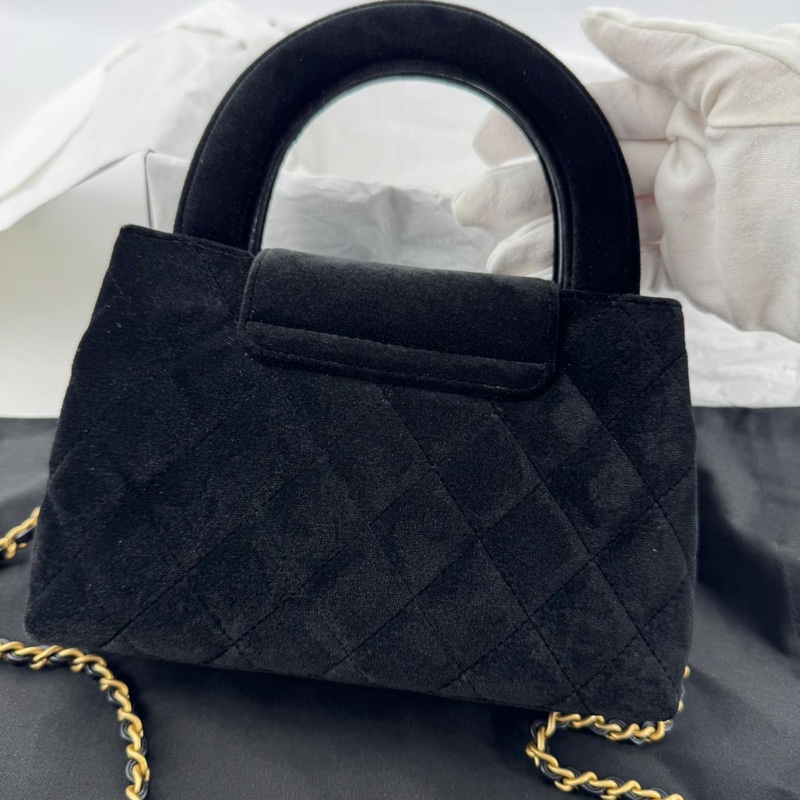 Chanel 24A Velvet Black Kelly Mini Nano Bag with Gold Hardware-1