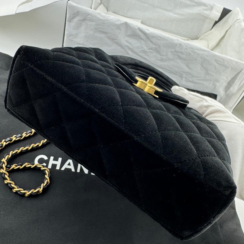 Chanel 24A Velvet Black Kelly Mini Nano Bag with Gold Hardware-5