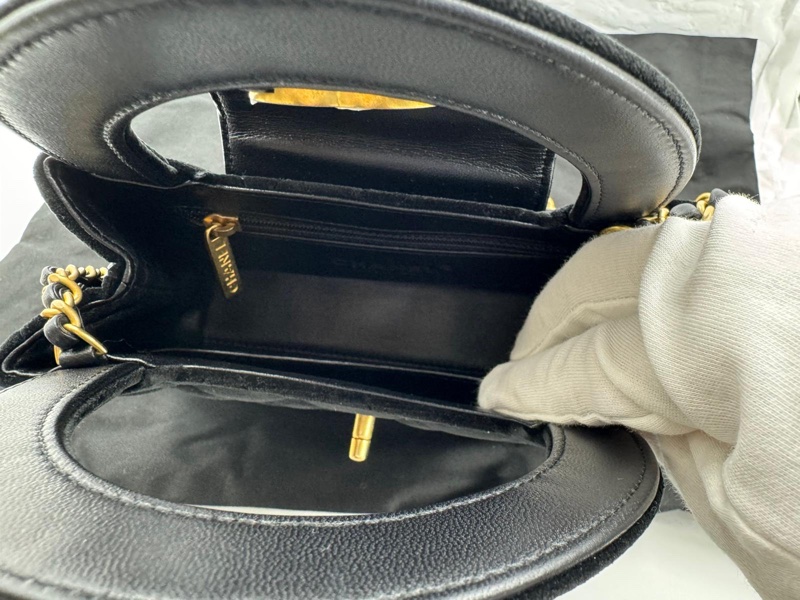 Chanel 24A Velvet Black Kelly Mini Nano Bag with Gold Hardware-13