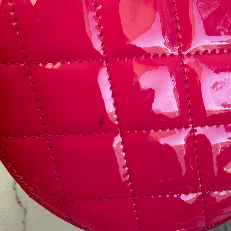 Chanel 桃粉色漆皮圓餅鏈包❣️可愛第一名-9