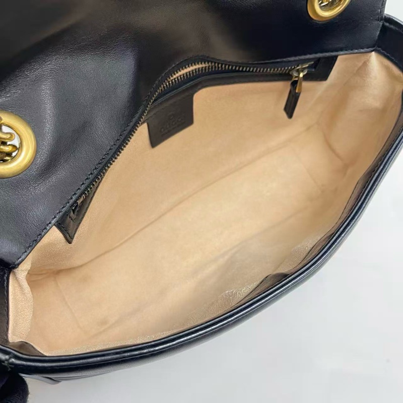 Gucci古馳 marmont中號黑色全皮單肩斜挎包，97新-8
