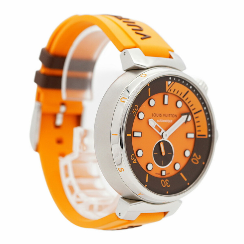 Louis Vuitton Tambour QA172 橘色錶盤男士手錶-3