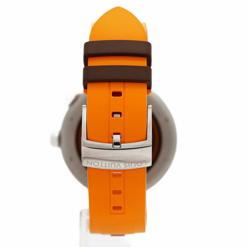 Louis Vuitton Tambour QA172 橘色錶盤男士手錶-7