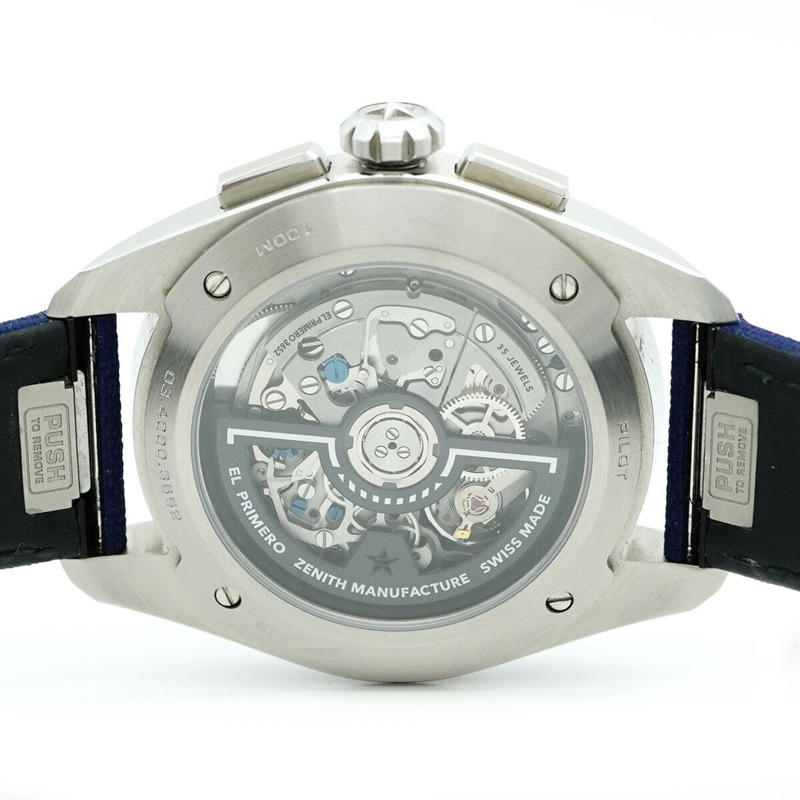 真力時飛行員系列大日曆飛返計時腕錶 03.4000.3652 藍色錶盤男士腕錶-5