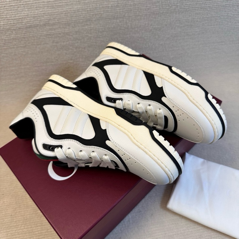 GUCCI古馳 白色皮革圓頭系帶低幫板鞋 38碼 99新-1