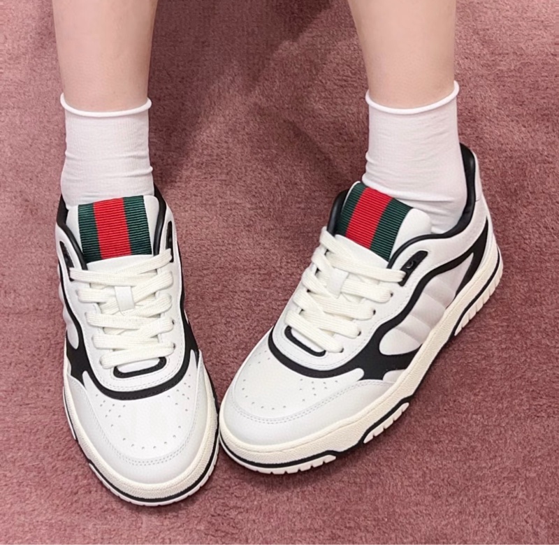 GUCCI古馳 白色皮革圓頭系帶低幫板鞋 38碼 99新-4