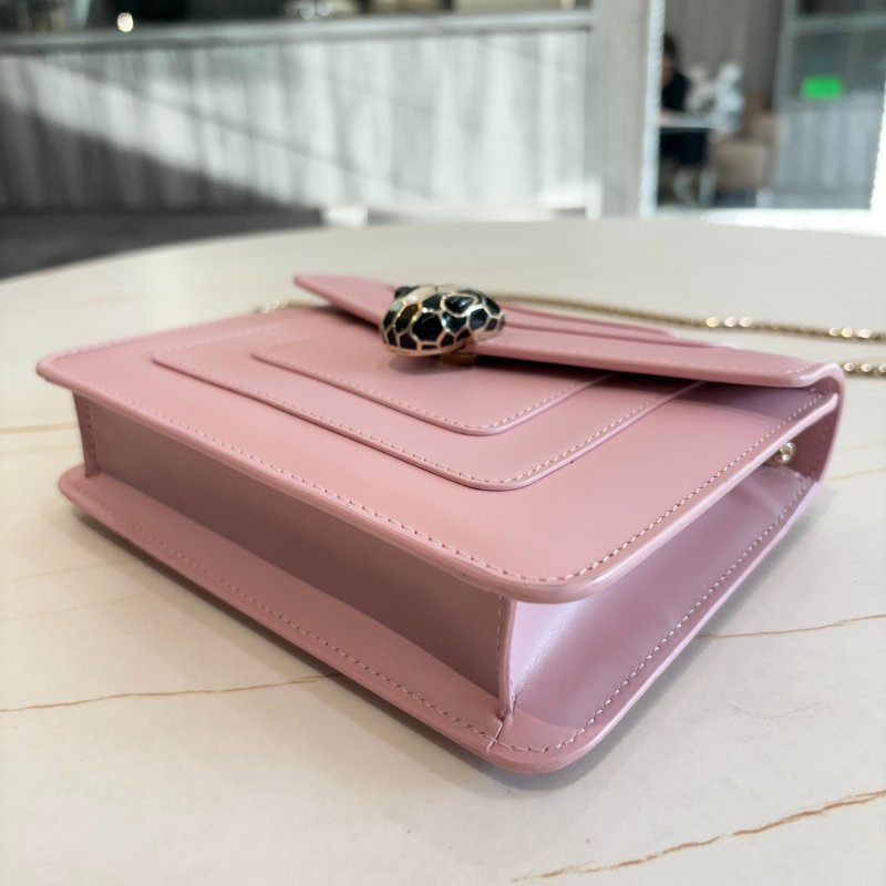 BVLGARI Serpenti Forever 蛇頭包 火烈鳥石英粉色小牛皮-5