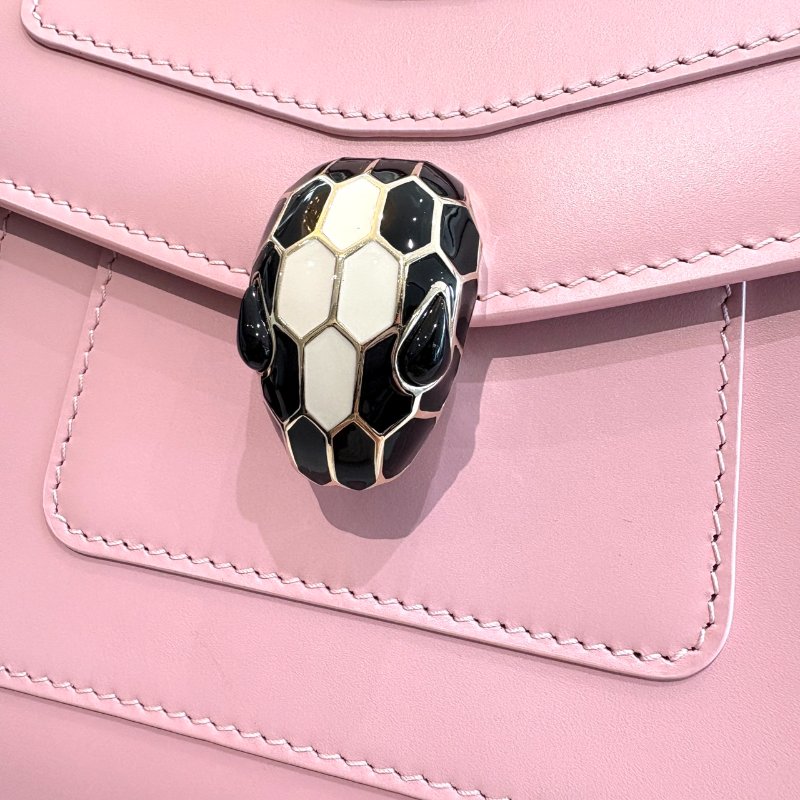 BVLGARI Serpenti Forever 蛇頭包 火烈鳥石英粉色小牛皮-9