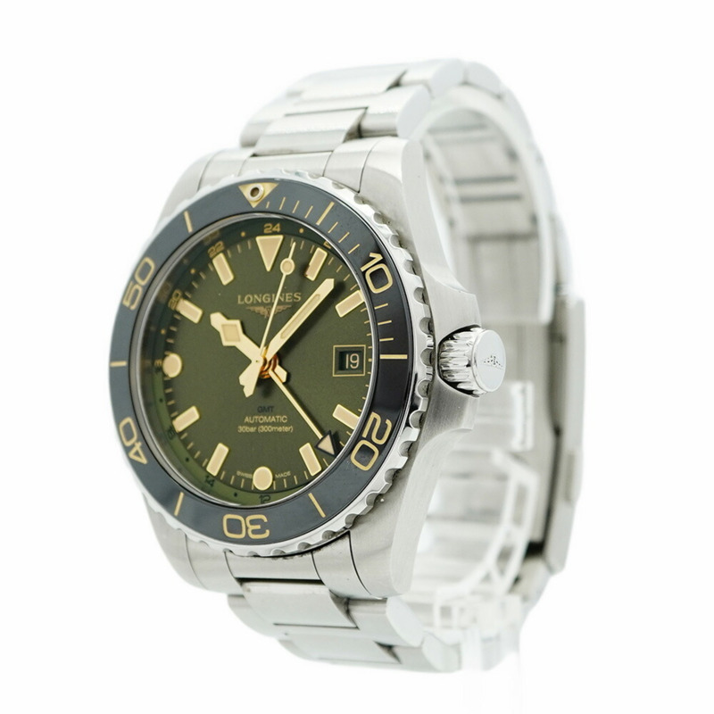 浪琴錶 HydroConquest GMT L3.790.4 綠色錶盤男士腕錶-2