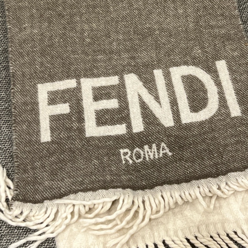Fendi cashmere 克什米爾 漸層灰圍巾 專櫃3萬多-6