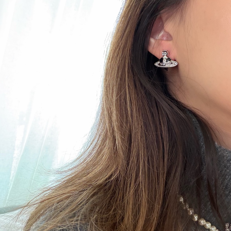 Vivienne Westwood 🪐New Diamante Heart 愛心耳環-1